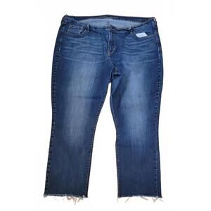 Old Navy Medium Wash Mid Rise Raw Hem Curvy Straight Jeans 20 Reg